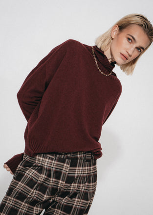Cashmir wool polo pullover W1165 | Bordeaux