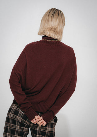 Cashmir wool polo pullover W1165 | Bordeaux