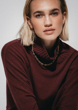 Cashmir wool polo pullover W1165 | Bordeaux