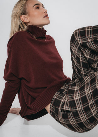 Nicola check viscose pants | Brown