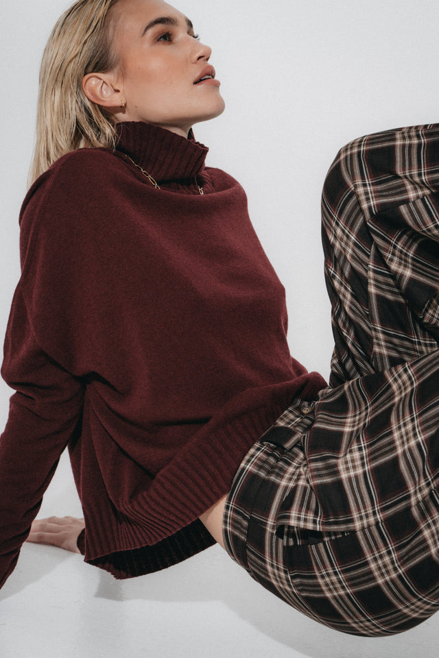 Cashmir wool polo pullover W1165 | Bordeaux