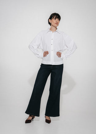Luna cotton poplin blouse | White