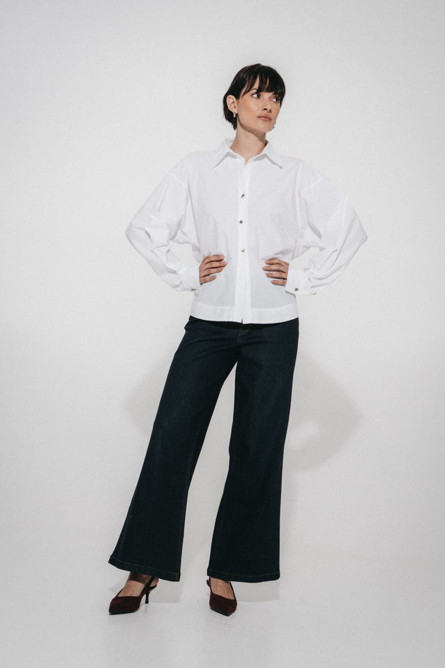 Luna cotton poplin blouse | White