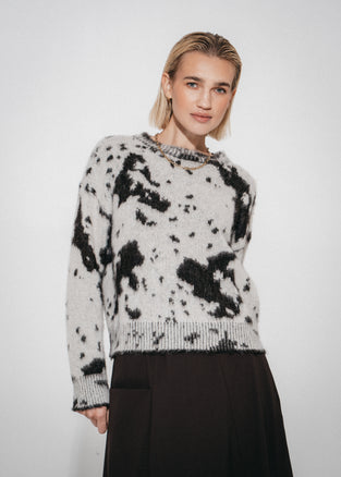 Jacquard print pullover 2372 | Ecru Moro