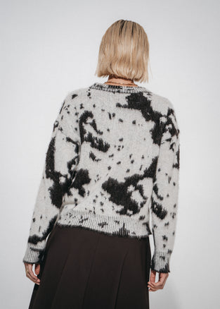Jacquard print pullover 2372 | Ecru Moro