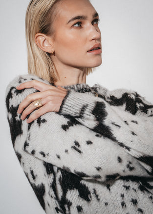 Jacquard print pullover 2372 | Ecru Moro