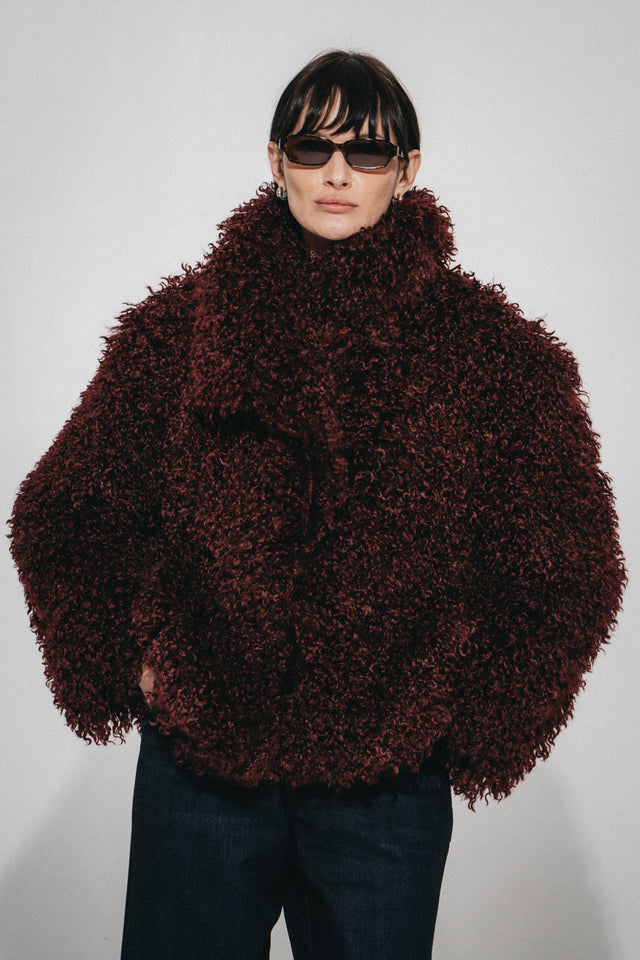 Studio Faux fur coat 61678 | Bordo