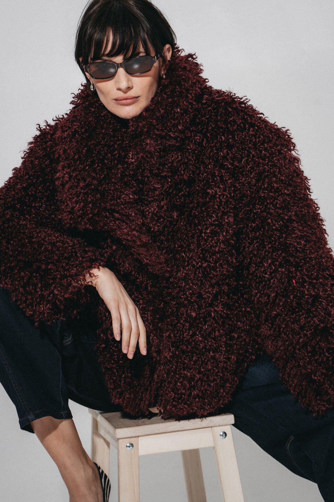 Studio Faux fur coat 61678 | Bordo
