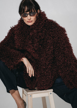 Studio Faux fur coat 61678 | Bordo