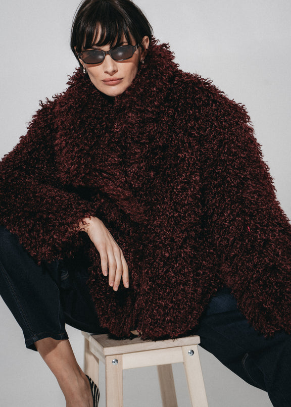Studio Faux fur coat 61678 | Bordo