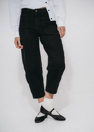 Slouchy black barel jeans | Black