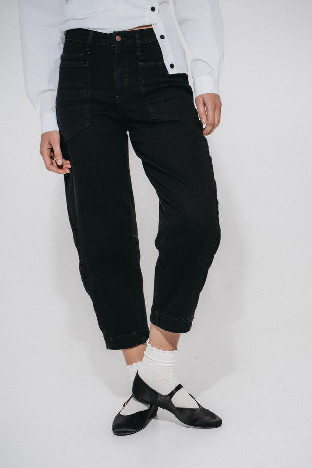 Slouchy black barel jeans | Black