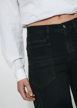 Slouchy black barel jeans | Black