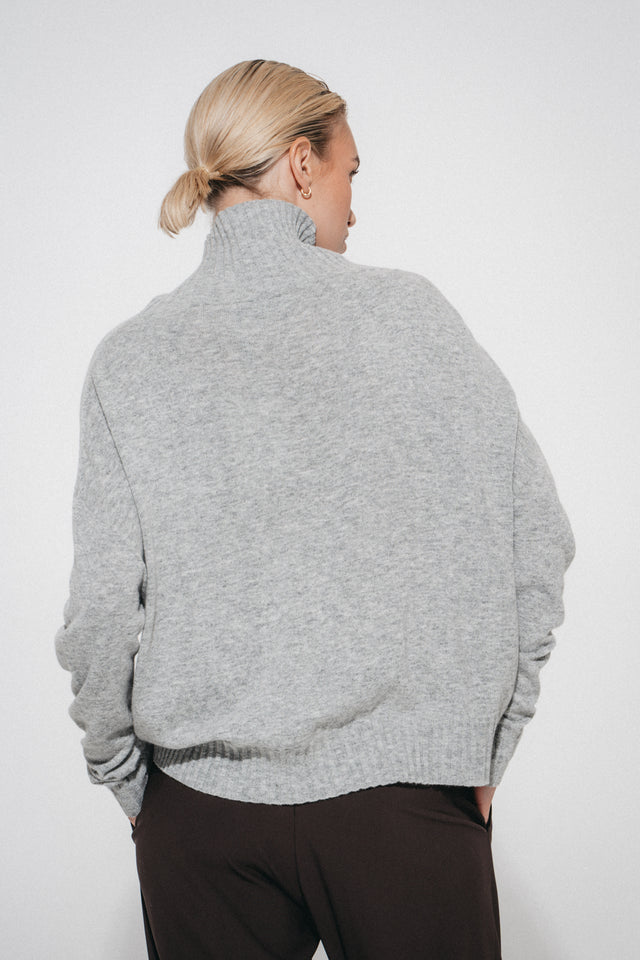 Cashmir wool polo pullover W1165 | Grey