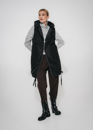 Ronchi long hoodie vest | Nero