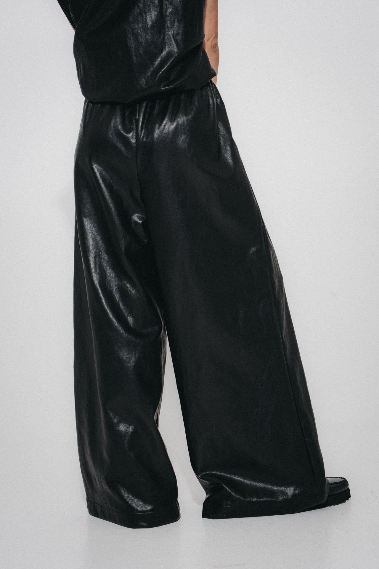 Sienna eco leather wide-leg pants | Black