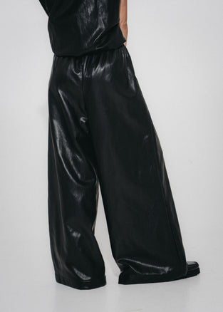 Sienna eco leather wide-leg pants | Black