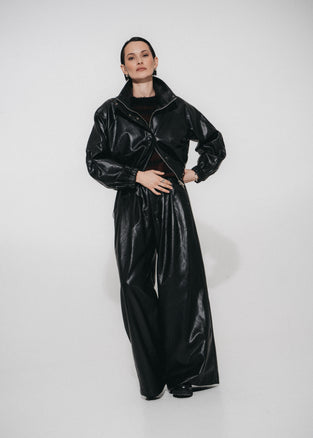 Sienna eco leather wide-leg pants | Black
