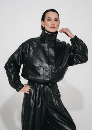 Sienna eco leather wide-leg pants | Black
