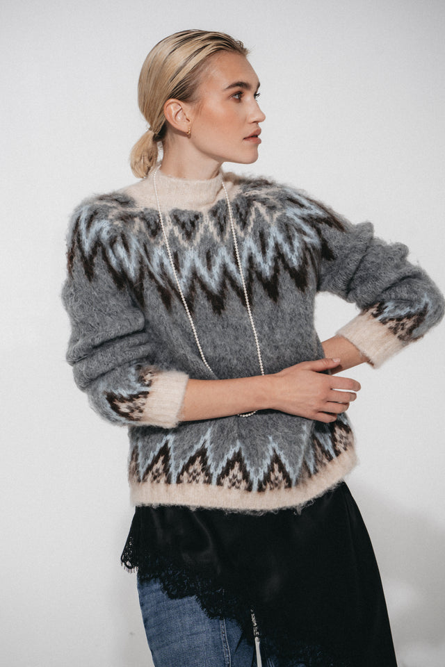 Brushed winter pullover H26001 | Grey