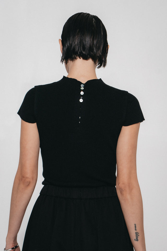 Rina rib knit top | Black