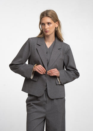 Eleni viscose basic blazer | Grey