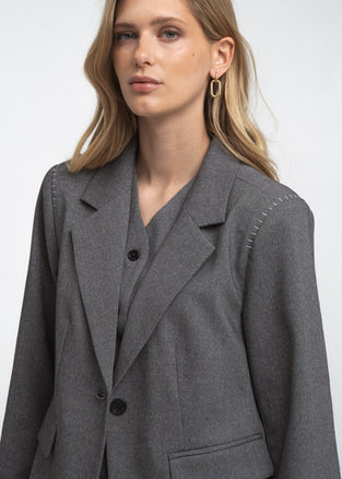 Eleni viscose basic blazer | Grey