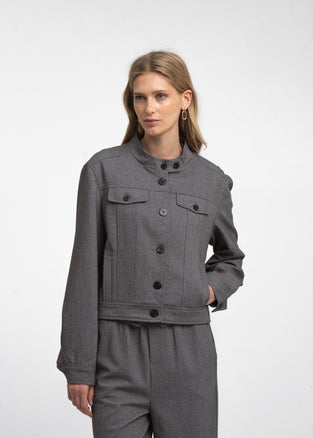 Ophelia viscose blend short jacket | Grey
