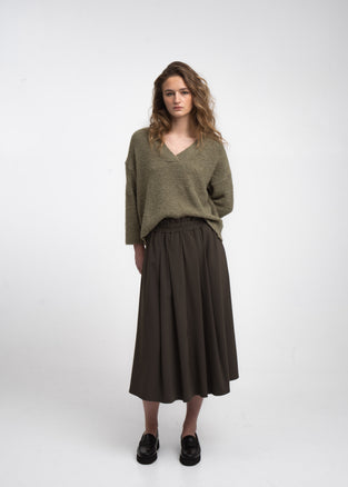 V-neck melange pullover 26553 | Green