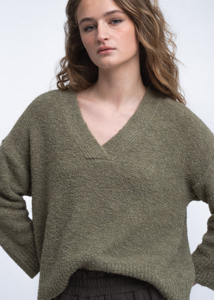 V-neck melange pullover 26553 | Green
