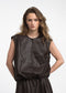 Clare eco leather vest | Dark Brown
