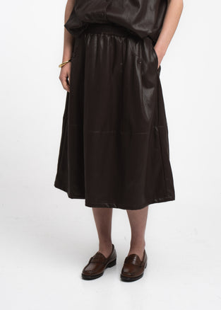 Elle eco leather skirt | Dark Brown