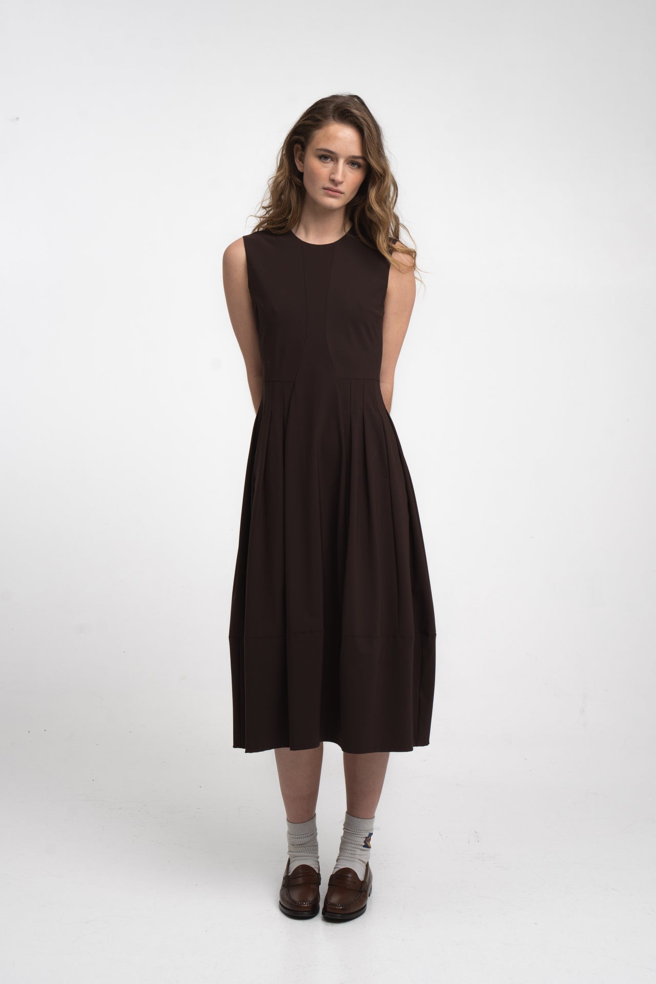 Heide dress technical jersey | Chocolate