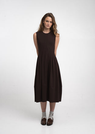 Heide dress technical jersey | Chocolate