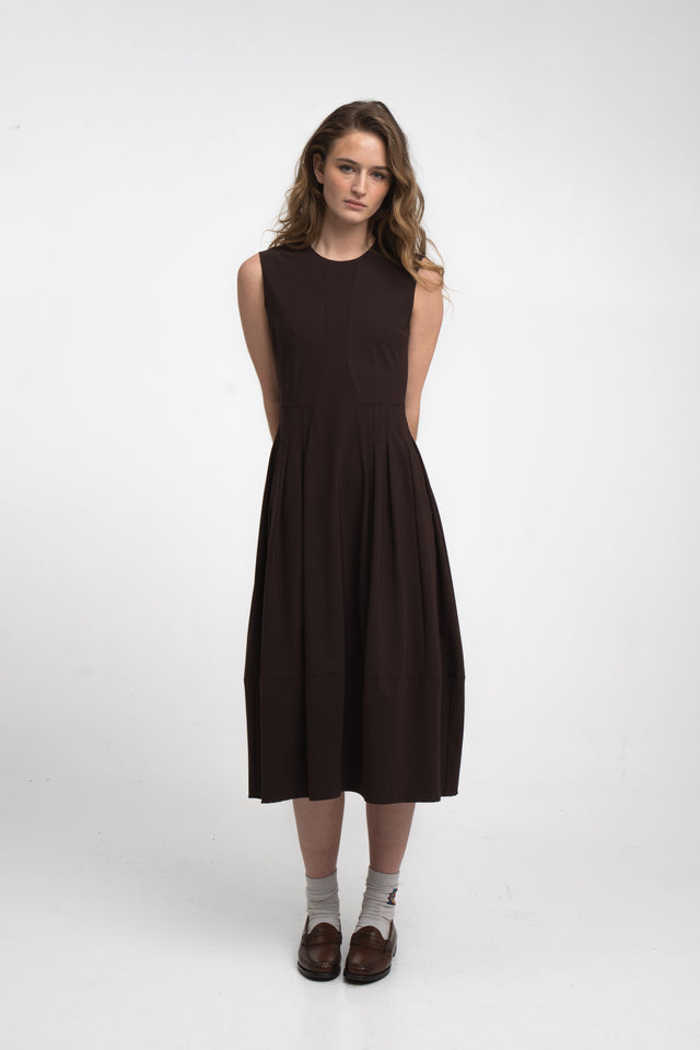 Heide dress technical jersey | Chocolate