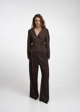 Jade fitted viscose blazer | Dark Brown