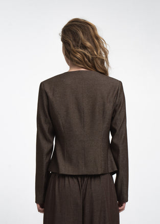 Jade fitted viscose blazer | Dark Brown