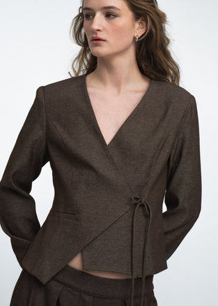 Jade fitted viscose blazer | Dark Brown