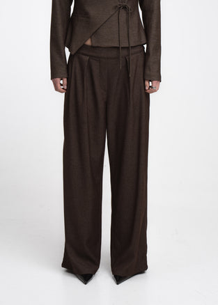 Lean wide-leg pants | Dark Brown