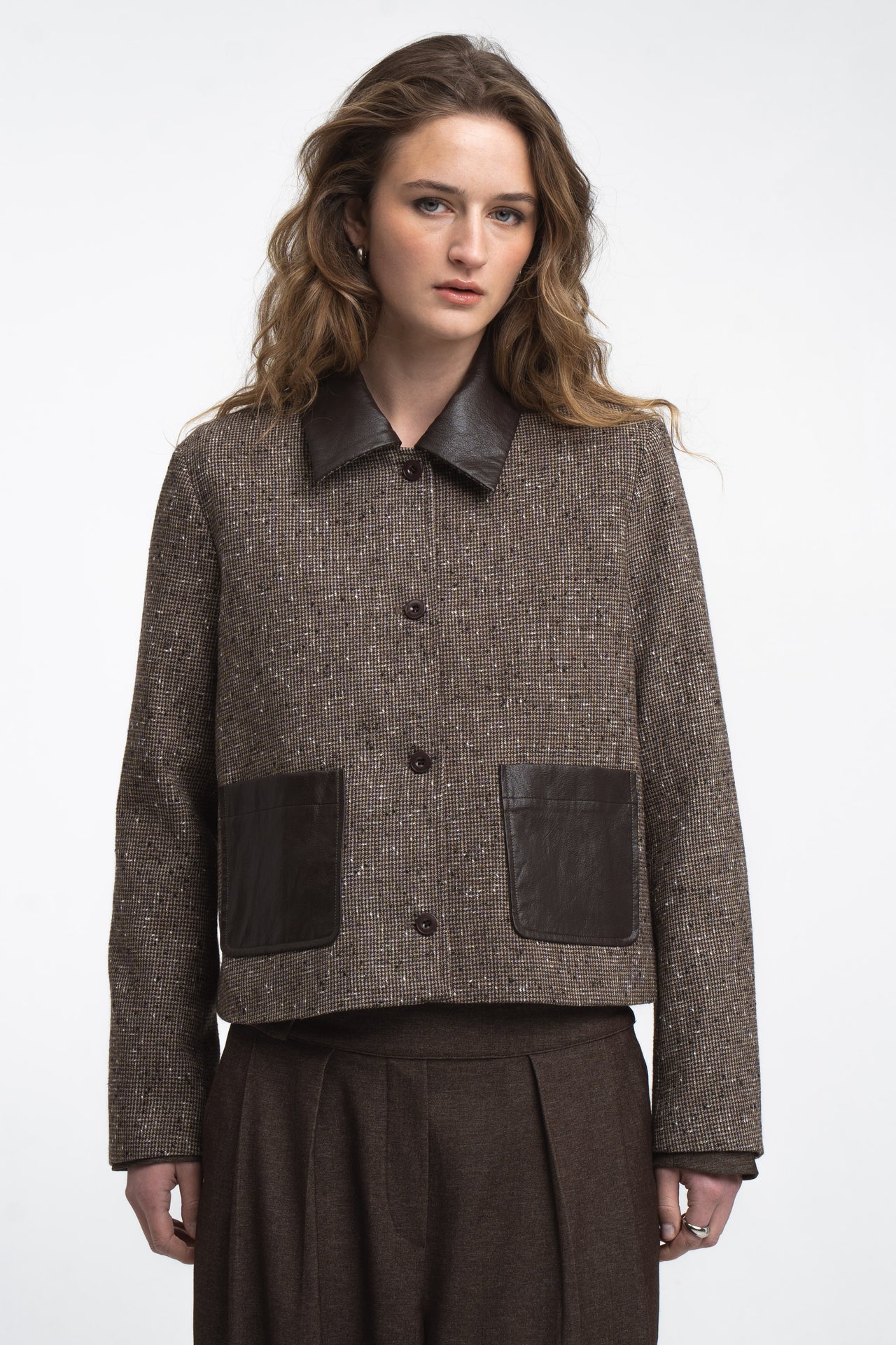 Isolde wool blend pocket blazer | Brown
