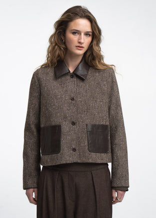 Isolde wool blend pocket blazer | Brown