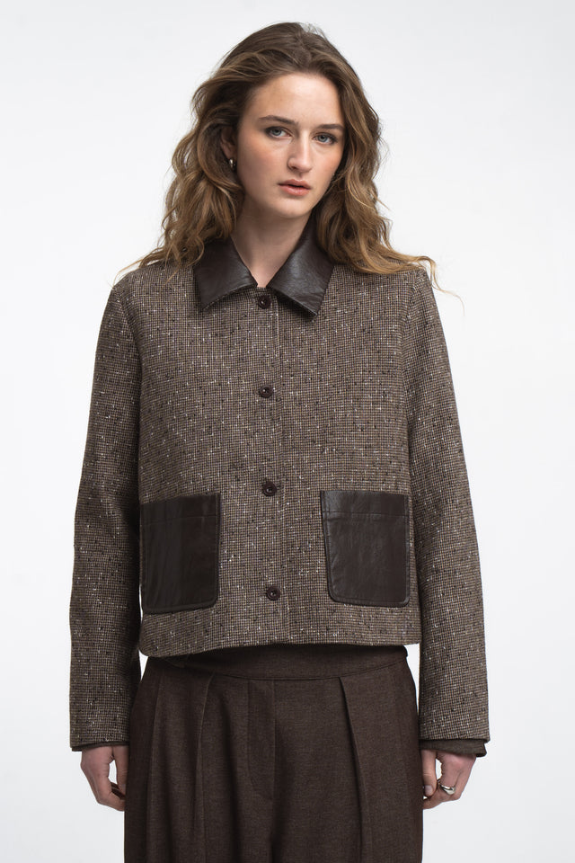Isolde wool blend pocket blazer | Brown