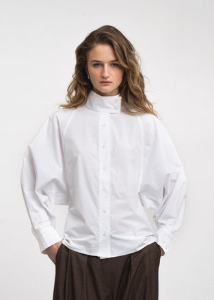 Bree cotton poplin blouse | White