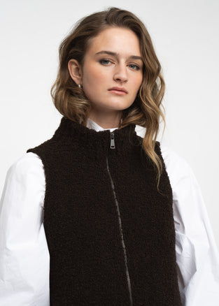 Vest Boucle long zip | Brown