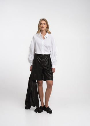 Sola eco leather bermuda shorts | Black