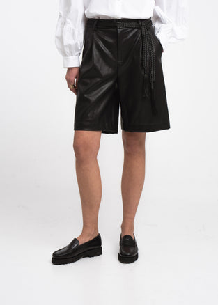 Sola eco leather bermuda shorts | Black