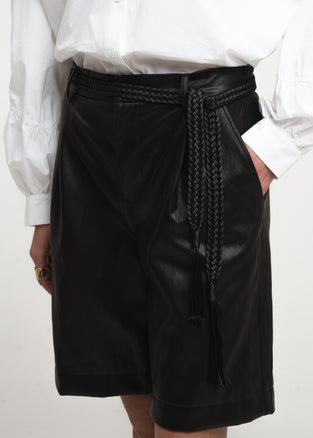 Sola eco leather bermuda shorts | Black