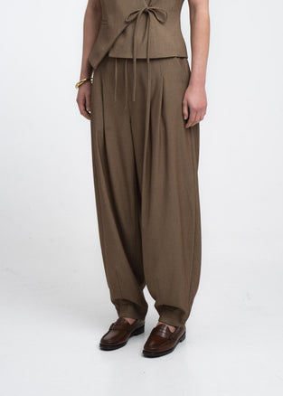 Elodie viscose blend barel pants | Brown