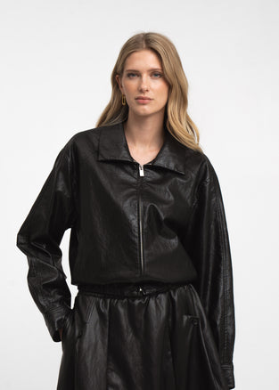 Pola eco leather bomber jacket | Black