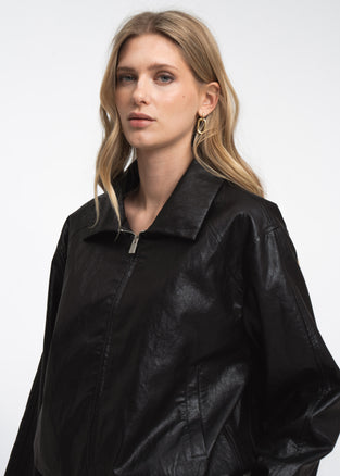 Pola eco leather bomber jacket | Black
